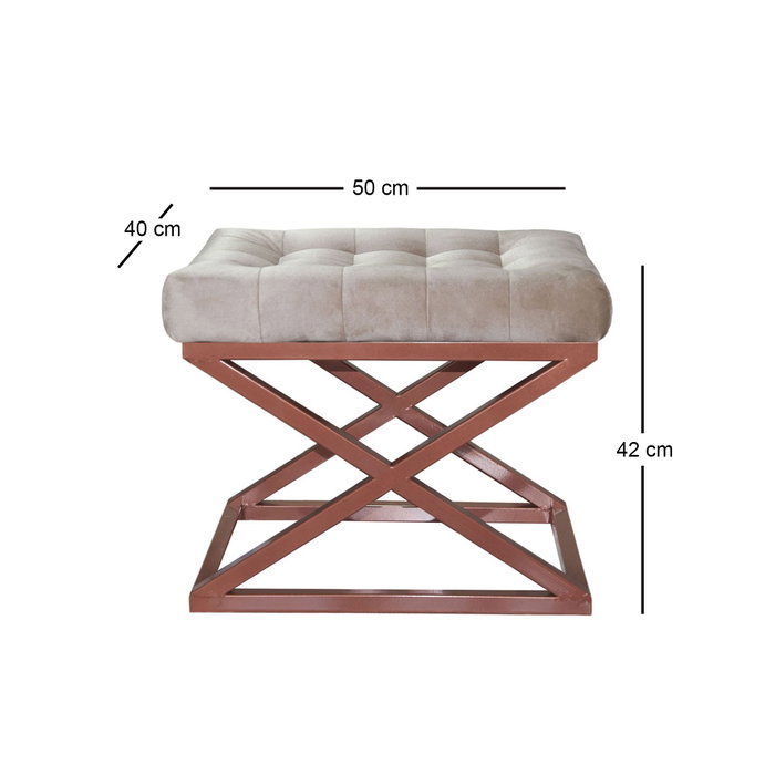 Atelier Del Sofa Puff Cobre y Crema, 50x42x40 cm, Pieza de Decoración y Asiento Adicional